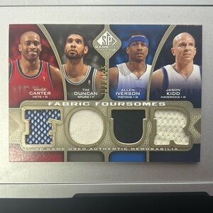 2009-10 SP Game Used Fabric Foursomes /125 Carter Duncan Allen Iverson Kidd